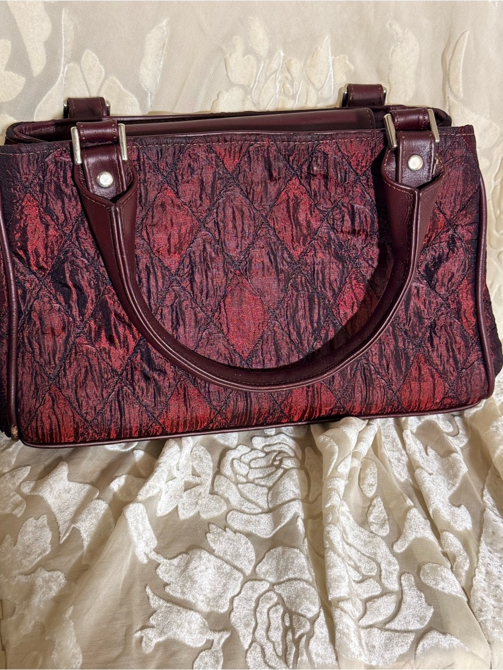 Vintage Occhio Made in Italy Quilted Metallic Satchel Whimsigoth Doctor Bag